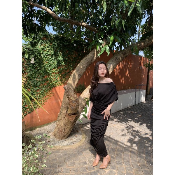 Đầm Body trễ vai tay cánh dơi phần thân nhúng Cao Cấp