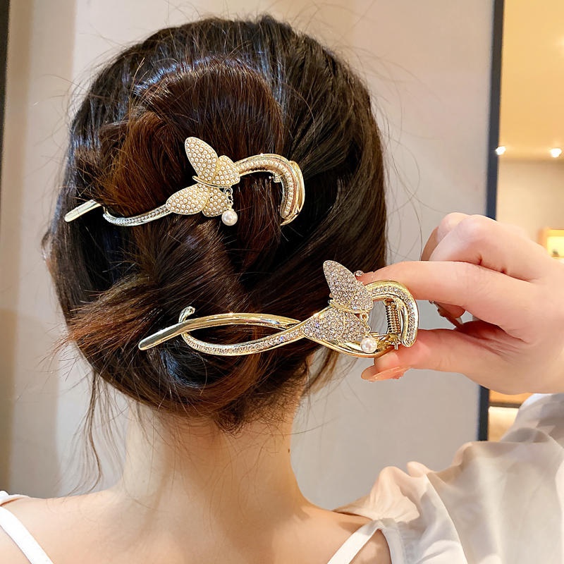 Kẹp Tóc Hình Bướm Đính Ngọc Trai Thời Trang Cho Nữ