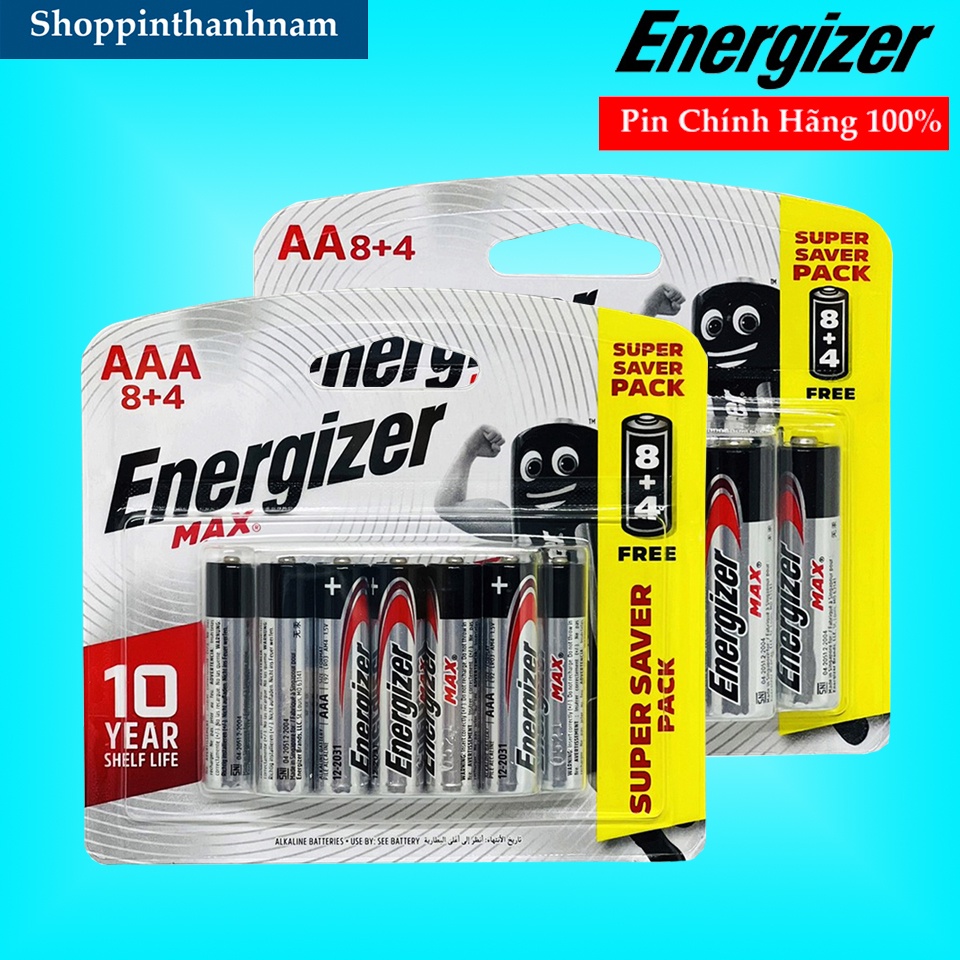 Pin AA , Pin AAA Energizer Max Chính Hãng Dung Lượng Cao Sản Xuất Tại Singapore
