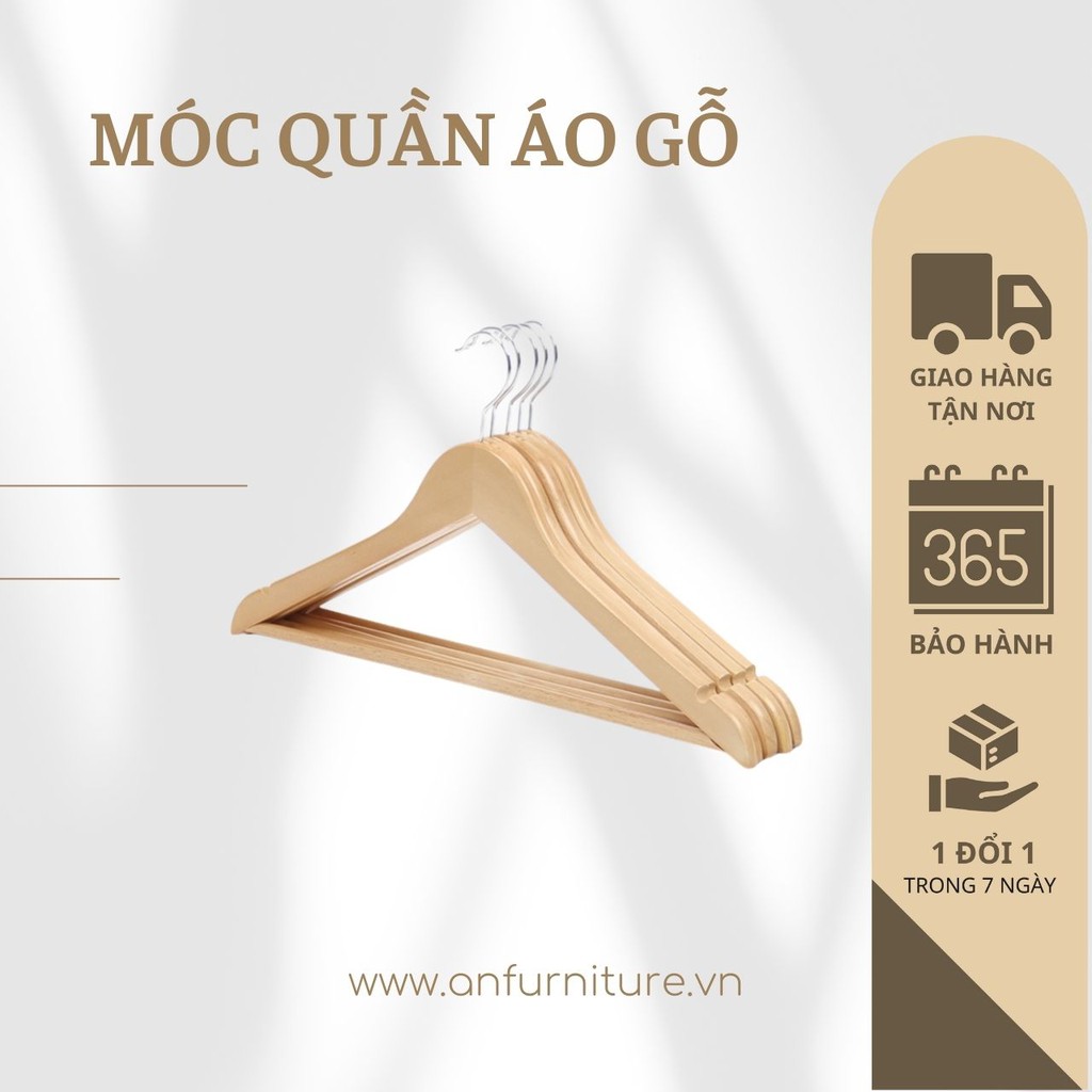 Móc gỗ treo quần áo loại đẹp xuất khẩu Hàn Quốc