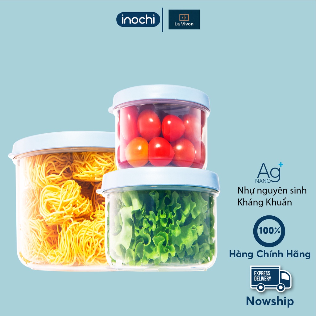 Hộp thực phẩm tròn Hokkaido 500ml, 750ml, 1000ml, 1500ml, 2000ml, 2500ml inochi chịu nhiệt độ cao. MÀU NGẪU NHIÊN