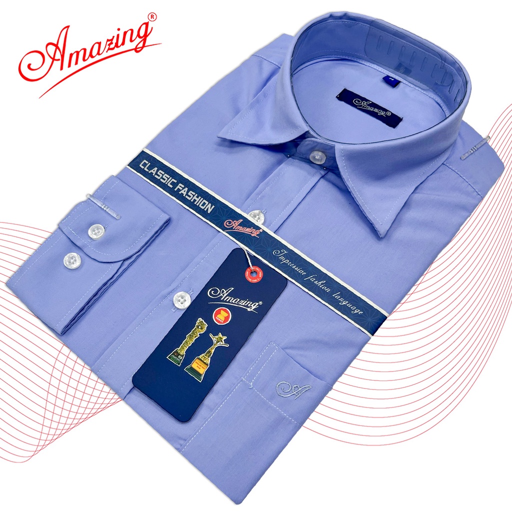 Áo somi nam công sở Amazing, form suông, vạt bầu đuôi tôm, tay dài, vải KT silk mềm mại, đủ size