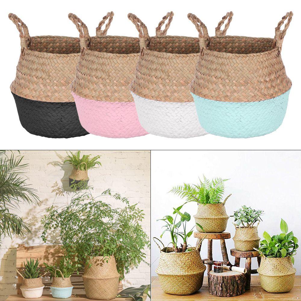 1 Giỏ Trồng Cây Đan Mây Thủ Công Có Thể Gấp Gọn Tiện Dụng