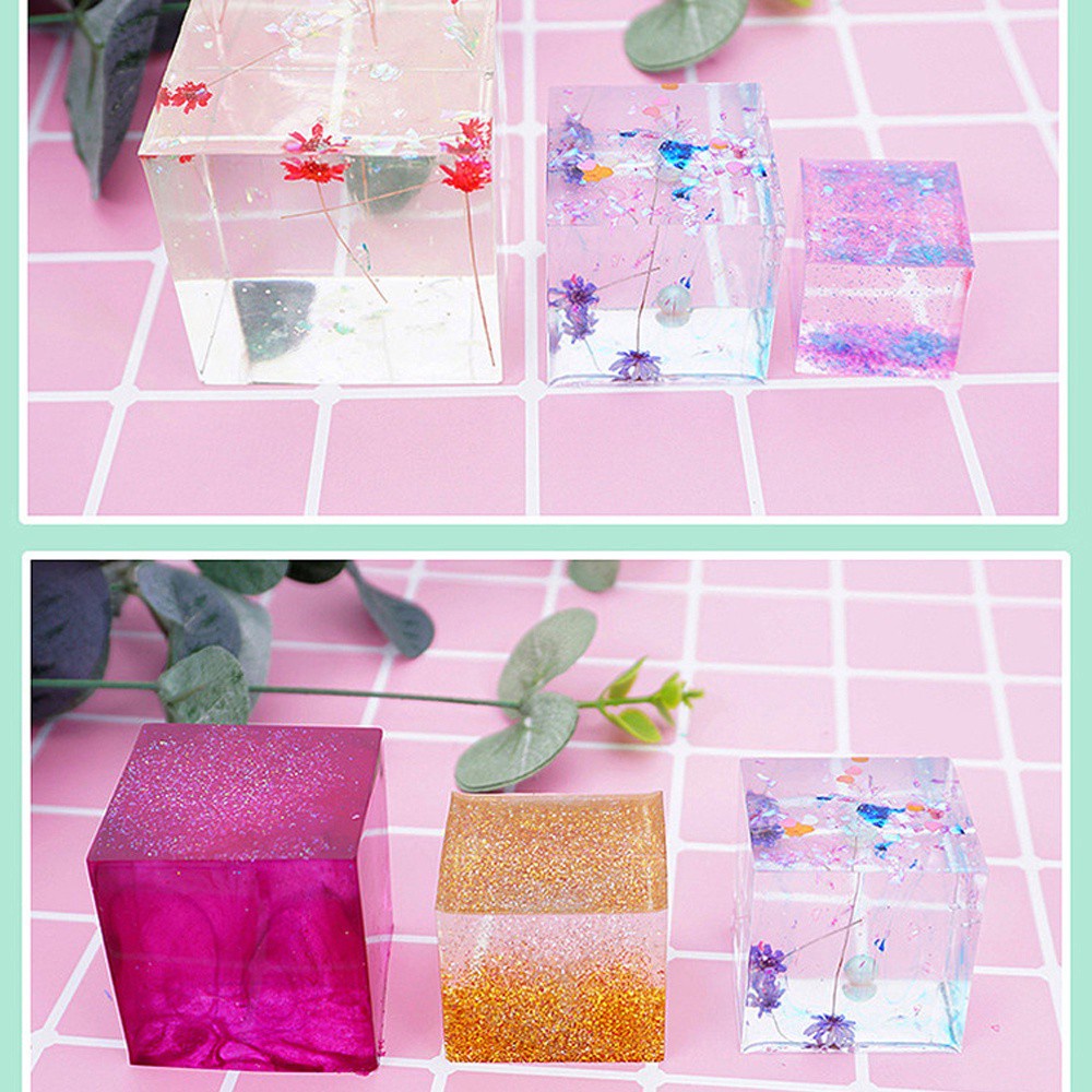 KUNHEV Khuôn silicon trong suốt hình vuông làm mặt dây chuyền epoxy resin Diy