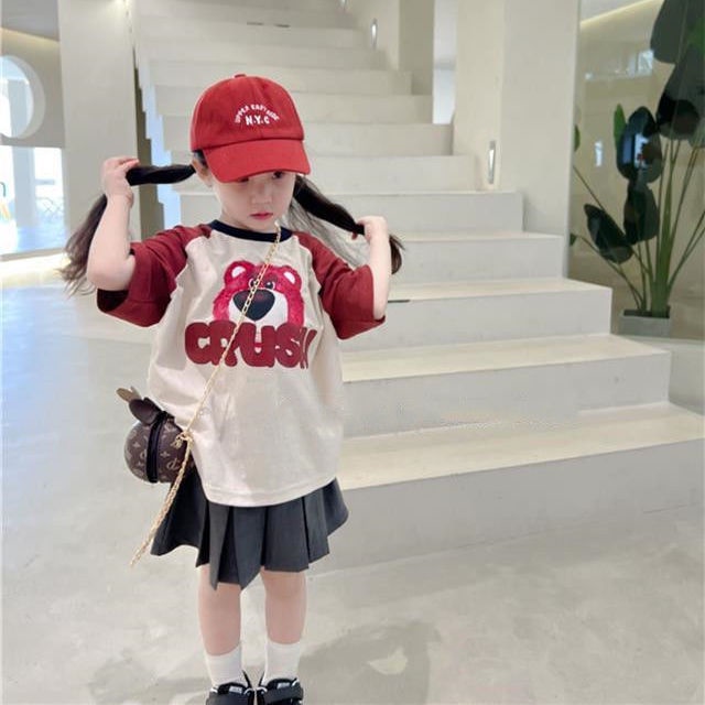 Hàng Mới Về Set Áo Thun Ngắn Tay + Chân Váy Xếp Ly Thời Trang Dành Cho Bé Trai Gái