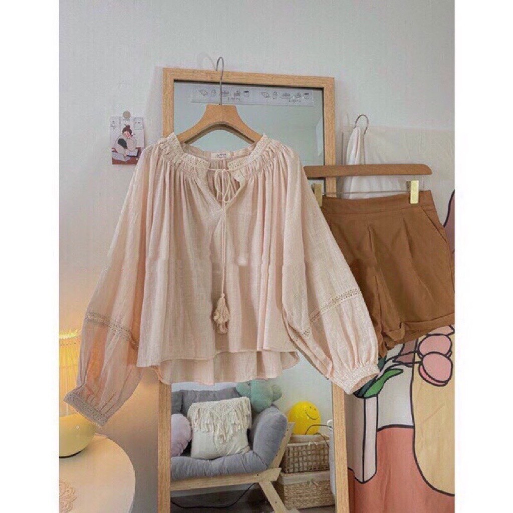 Bán sỉ - Set áo 2 dây buộc nơ vai babydoll và quần sooc trắng Hàn Quốc - KAMI Clothes