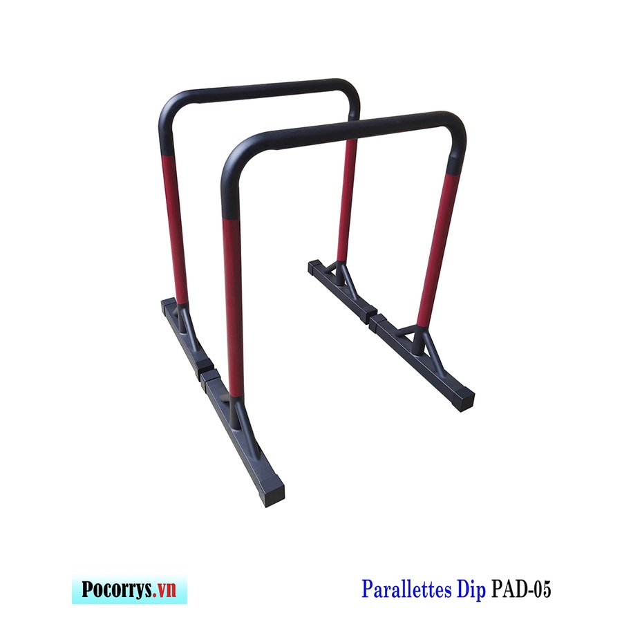 Xà kép Parallettes Dip cao 90cm, Pocorrys PAD-05, Màu đen đỏ