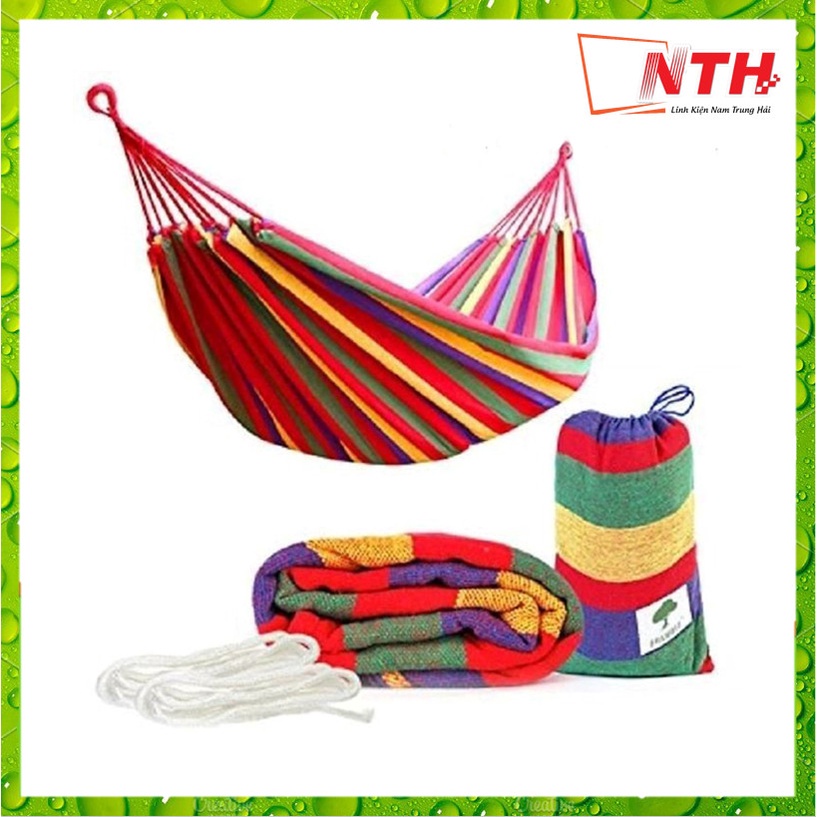 Võng Du Lịch Sợi Vải Đan - Võng Nhiều Màu Cắm Trại, Dã Ngoại, Gấp Gọn