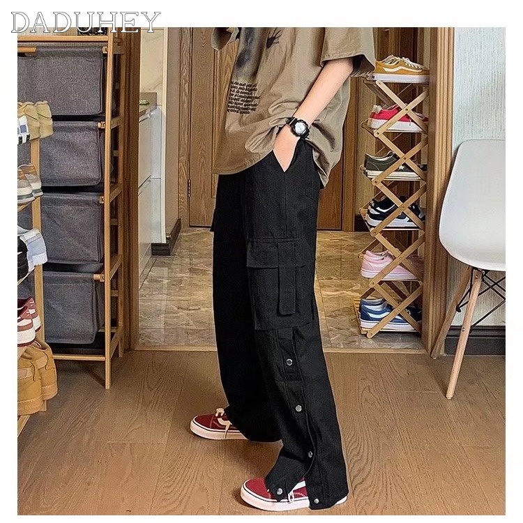 Quần ống rộng nhiều túi phong cách Hồng Kong