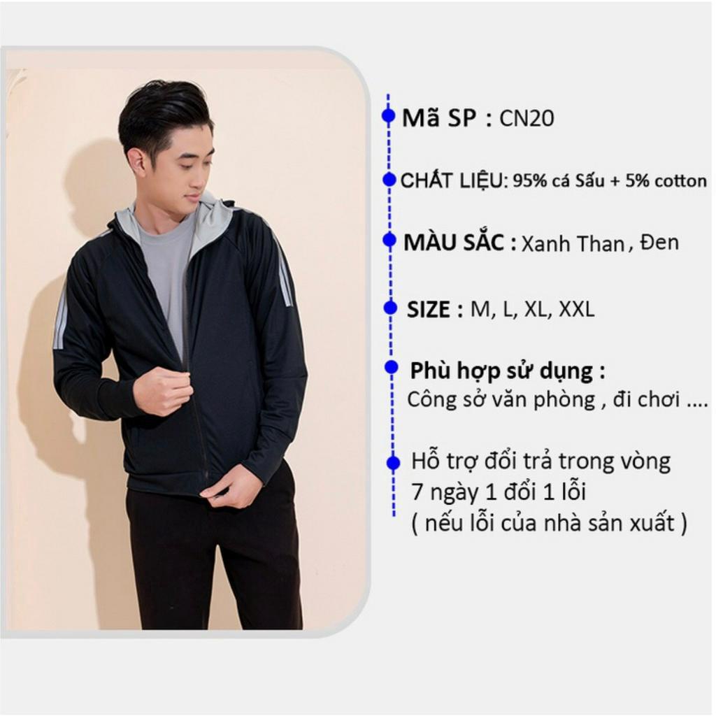 Áo chống nắng nam Hàn Quốc vải kim cương 2 mặt chống tia UV chống tia cực tím JFS