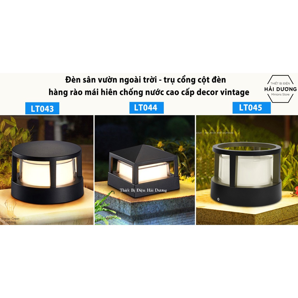 Đèn Sân Vườn Ngoài Trời - Trụ Cổng Cột Đèn Hàng Rào Mái Hiên Chống Nước Cao Cấp Decor Vintage - Led Siêu Sáng - BH 1 Năm