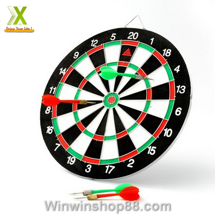 Combo BANG PHONG PHI TIEU 17 inch 40 cm bảng gỗ loại tốt kèm 6 mũi phi tiêu tốt và Bộ 3 mũi tên phi tiêu lá cờ nước Anh