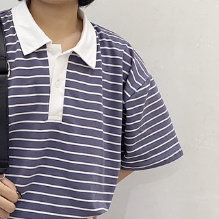 Áo Phông Polo Kẻ Form Rộng Oversize