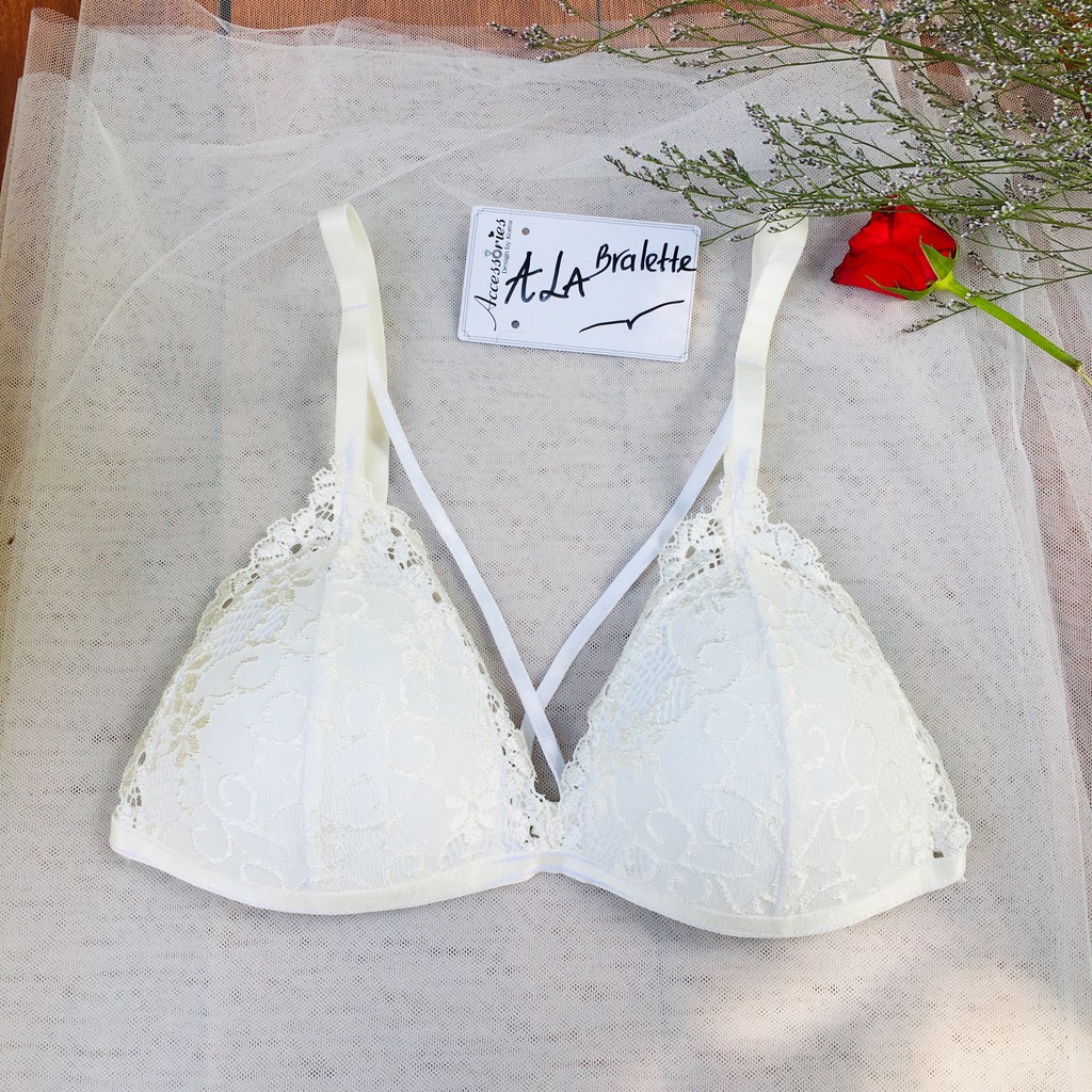 Bộ đồ lót ALA BRALETTE quần đùi trắng đệm mỏng gồm áo+quần