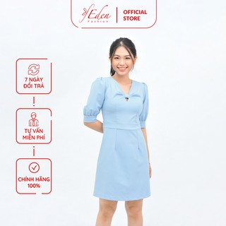 Đầm nữ công sở đẹp thiết kế thời trang Eden dáng váy chữ a tay lỡ cổ chữ v phối nơ cách điệu - D413