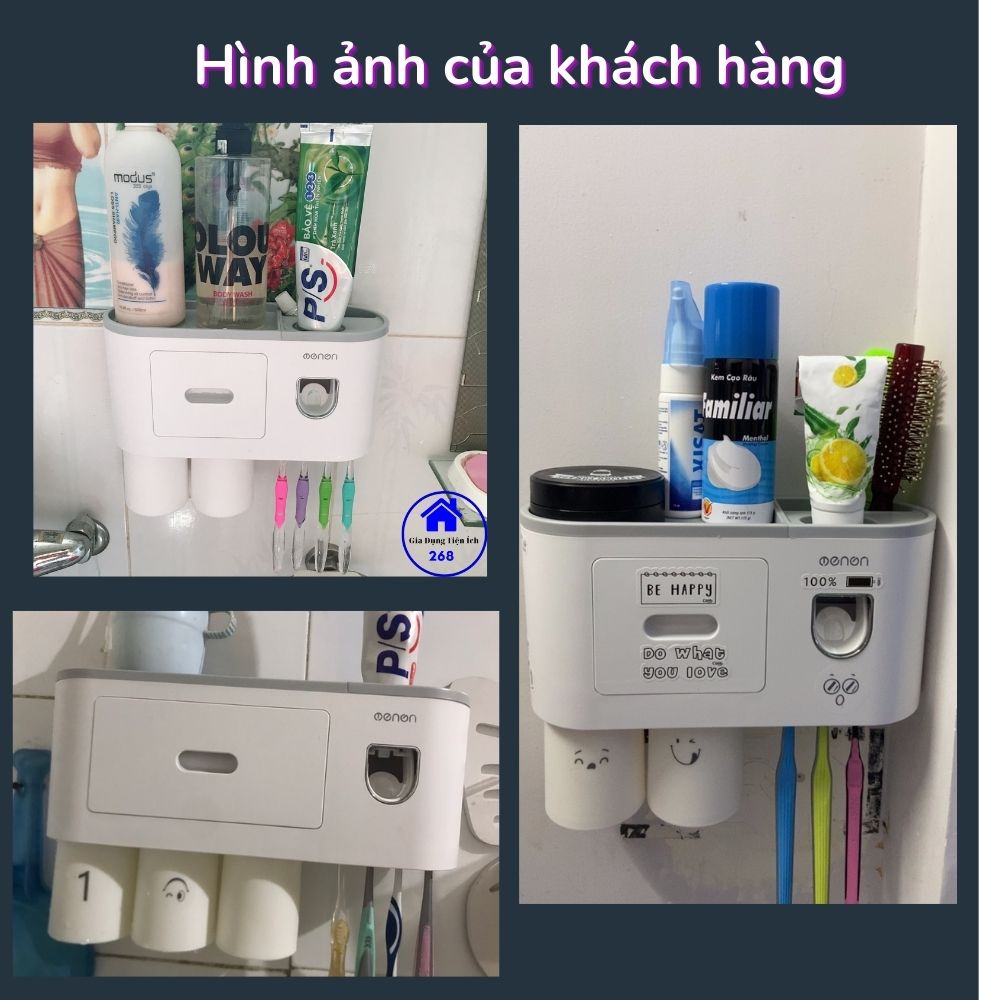 Hộp đựng bàn chải đánh răng ONEON kèm 2-5 cốc, Kệ nhà tắm dán tường