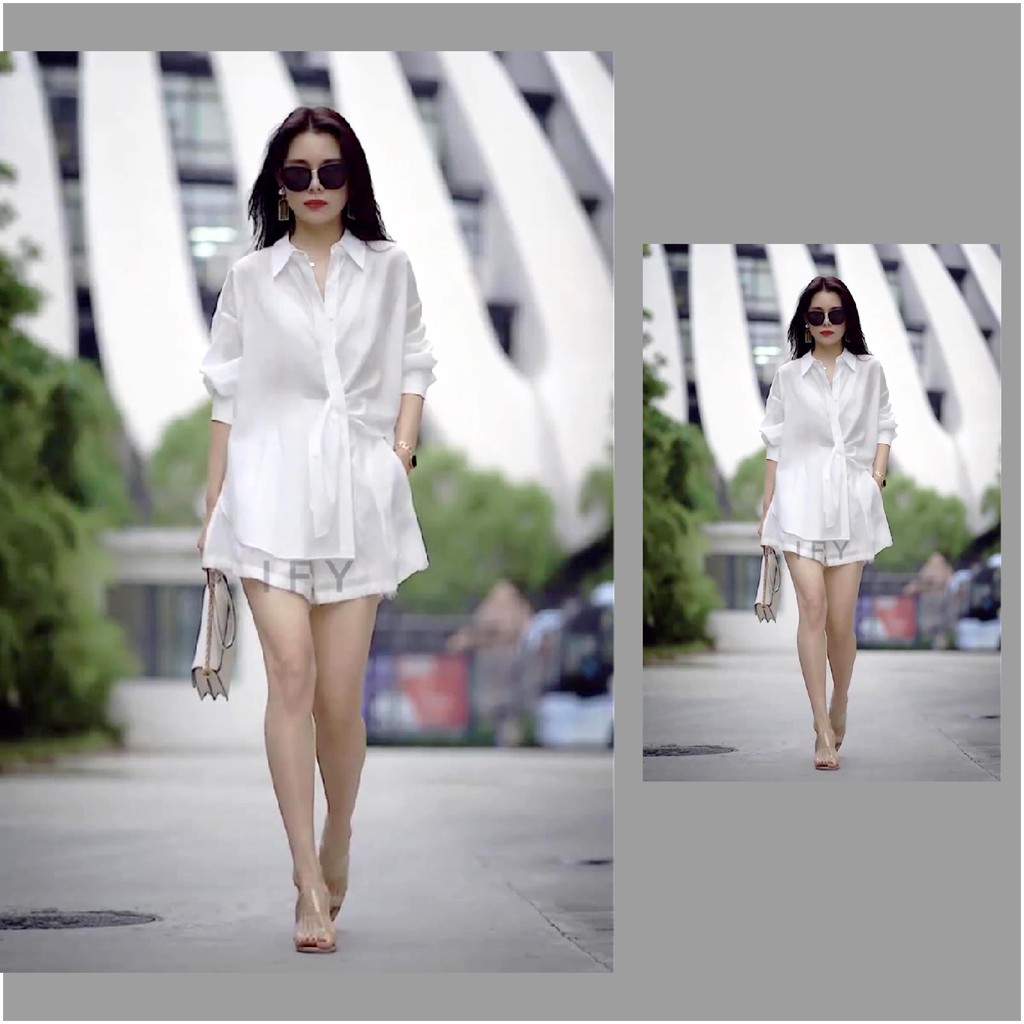 Set sơ mi nữ | Áo sơ mi, Quần short 4 màu [Thương hiệu IFY Design] - Hàng Thiết Kế Cao Cấp - FS126
