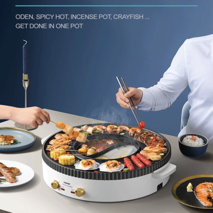 Bếp nẩu nướng 2 trong 1 đa năng, thương hiệu cao cấp Aoran R10, công suất 2200W - Bảo hành: 1 NĂM Chính Hãng