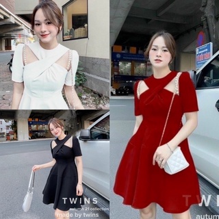 Đầm xoắn ngực chuỗi ngọc bigsize