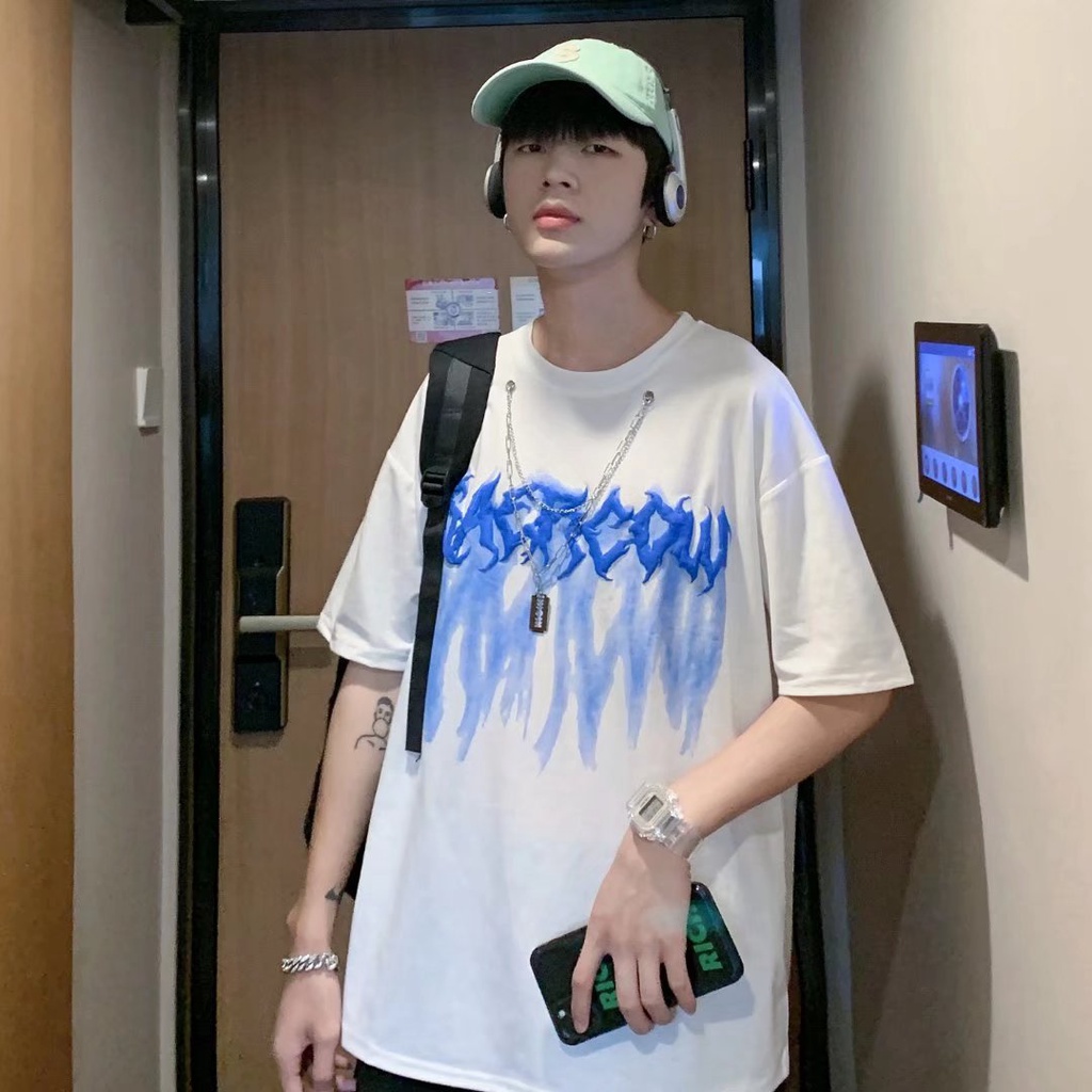 Áo Thun Nam Ngắn Tay Họa Tiết Hoạt Hình Phong Cách Hàn Quốc Áo phông nam in chữ