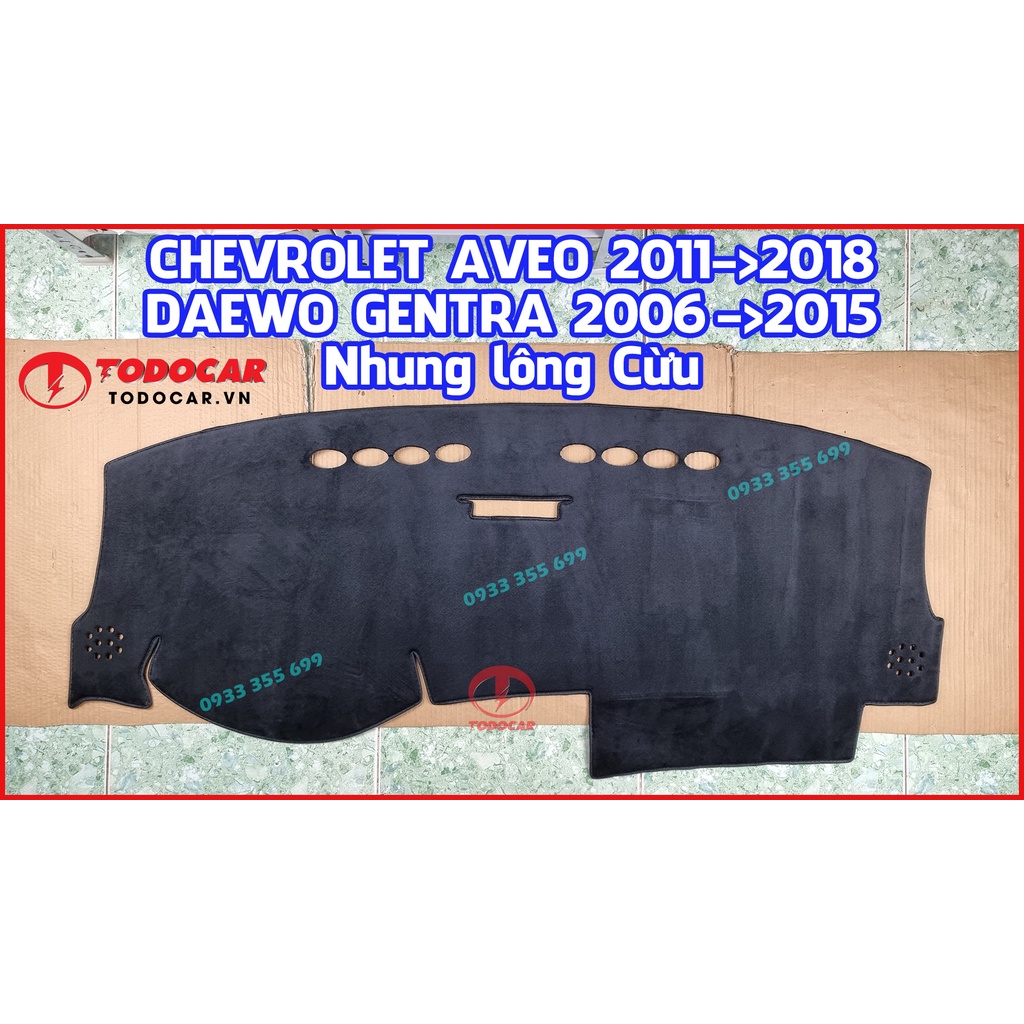 Thảm Taplo CHEVROLET AVEO bằng Nhung lông Cừu, Da vân Carbon, Da vân Gỗ 2011 2012 2013 2014 2015 2016 2017 2018