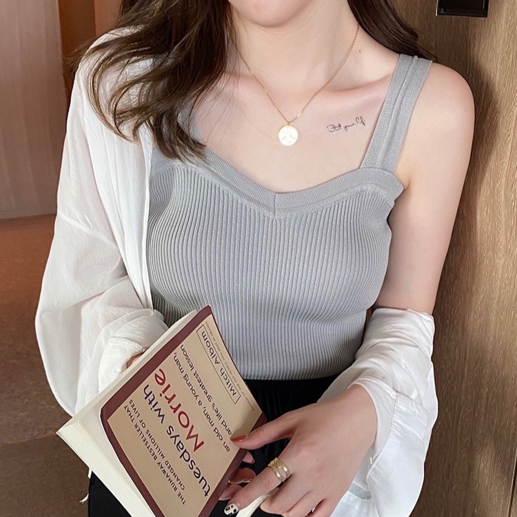 Áo Hai Dây Màu Trắng Thời Trang Xuân Thu Cho Nữ