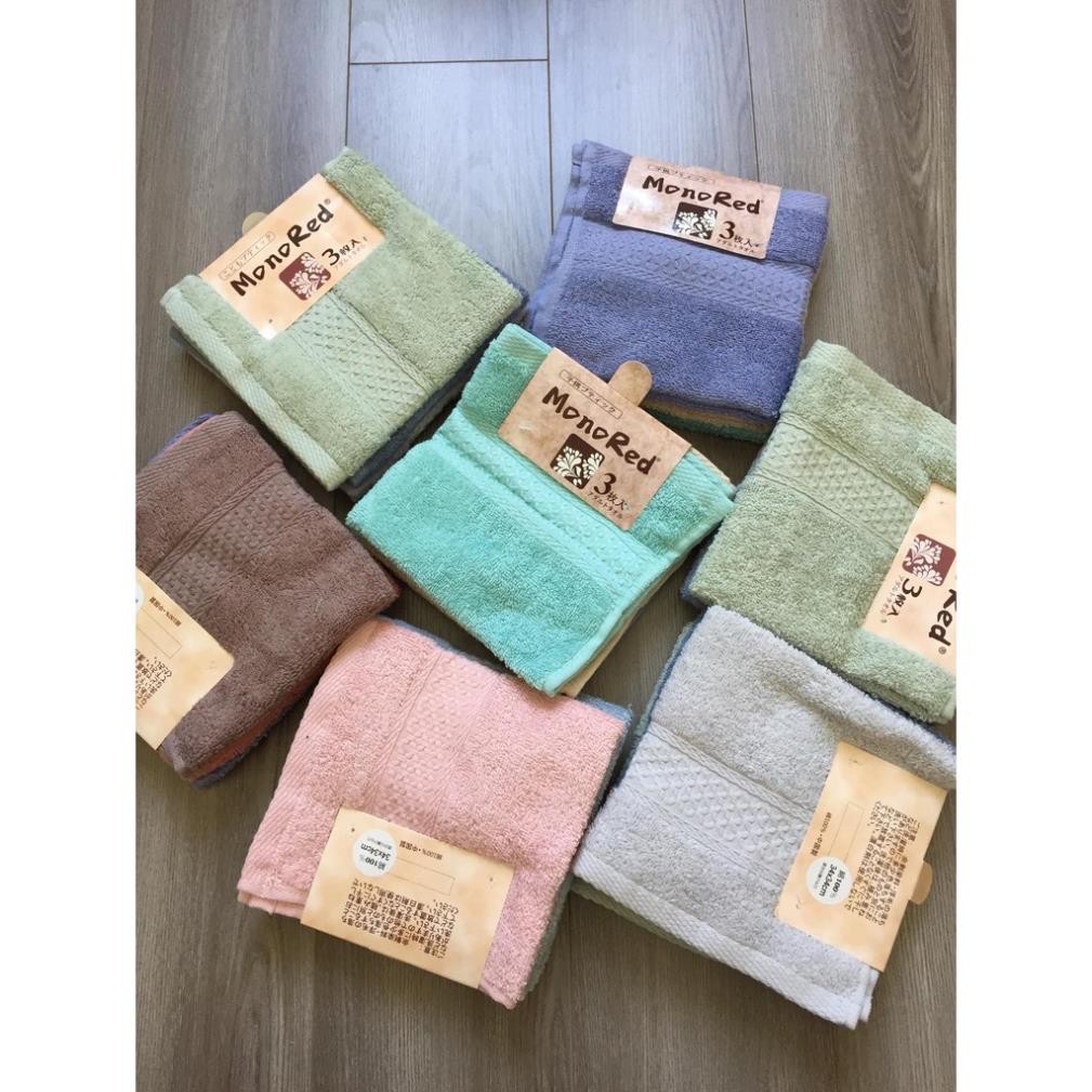 Set 3 Khăn Mặt Xuất Nhật MonoRed (Kích thước 34x34cm)