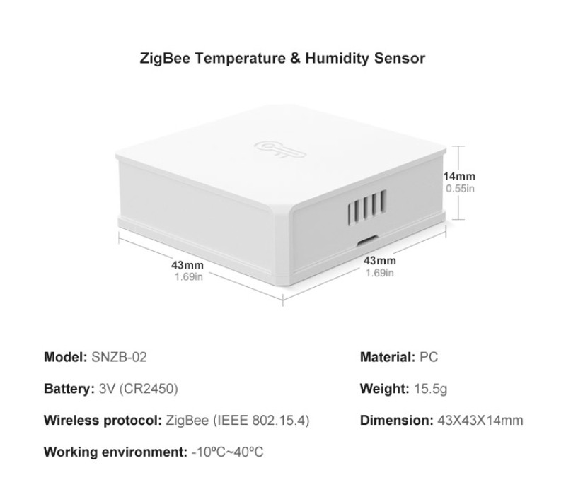 Bộ Cảm Biến Nhiệt Độ Và Độ Ẩm Sonoff Snzb-02 - Zigbee