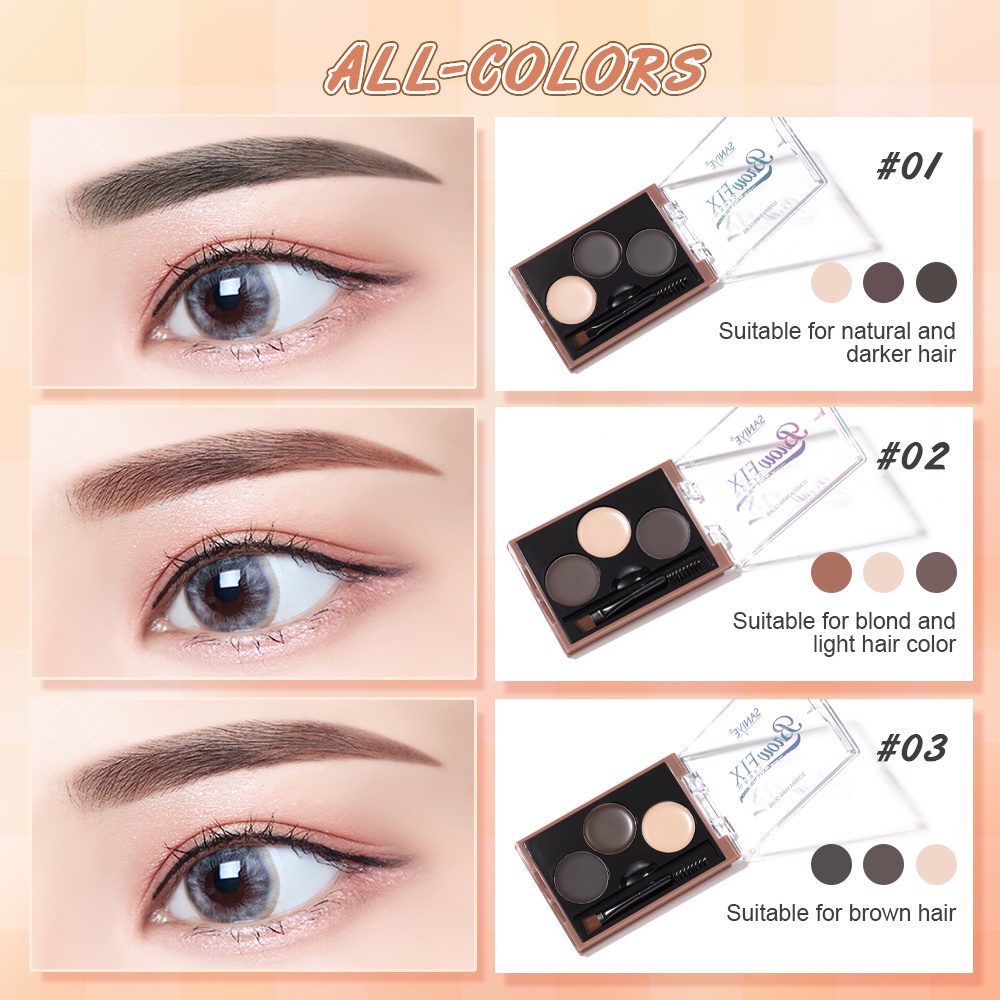 Bảng phấn lông mày SANIYE E0347 3 màu kèm cọ kháng nước 8g