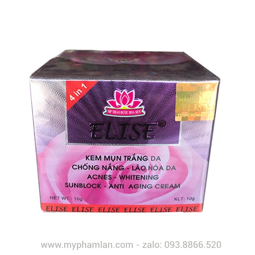 Kem mụn trắng da chống nắng ngừa lão hóa da Elise 4 in 1 10g