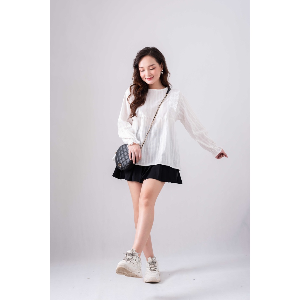 Áo babydoll tiểu thư viền bèo siêu xinh kiểu áo sơ mi nữ xinh xắn đi chơi đi chơi - học hay làm đều dễ phối đồ