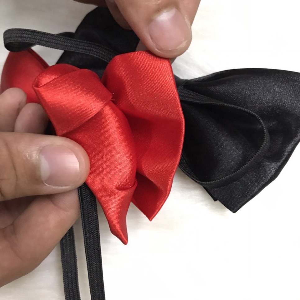 Nơ đeo cổ nhỏ và to TINY KING, nơ chú rể cho bé và người lớn vải phi bóng và vải silk 1 lớp 2 lớp dây thun, móc cài X06
