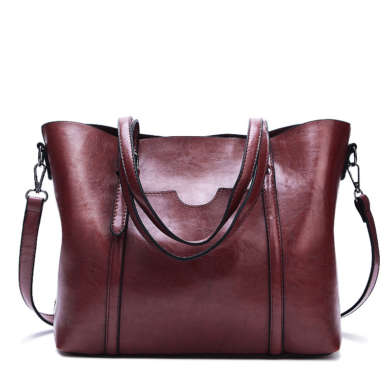 IELGY Fashionable Women's Big Bag All-match One-shoulder Messenger Simple Oil Wax Pitot