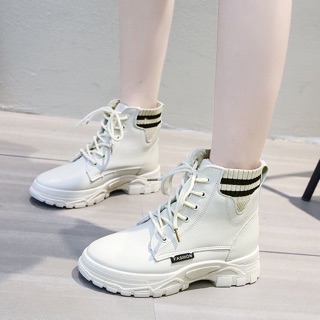[ FREE SHIP 50K ] Giày bốt nữ cổ viền kẻ L