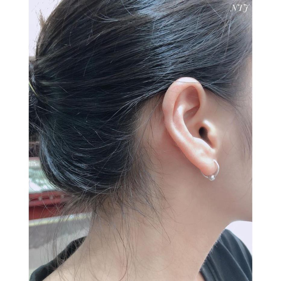 Bông tai baxic nhỏ xinh mix hạt bi đơn giản , bạc ta chuẩn , sáng