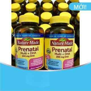 XẢ XẢ XẢ Vitamin tổng hợp bầu Nature Made Prenatal Multi + DHA, Mỹ (150v) bổ sung dinh dưỡng, DHA cho mẹ bầu và sau sinh