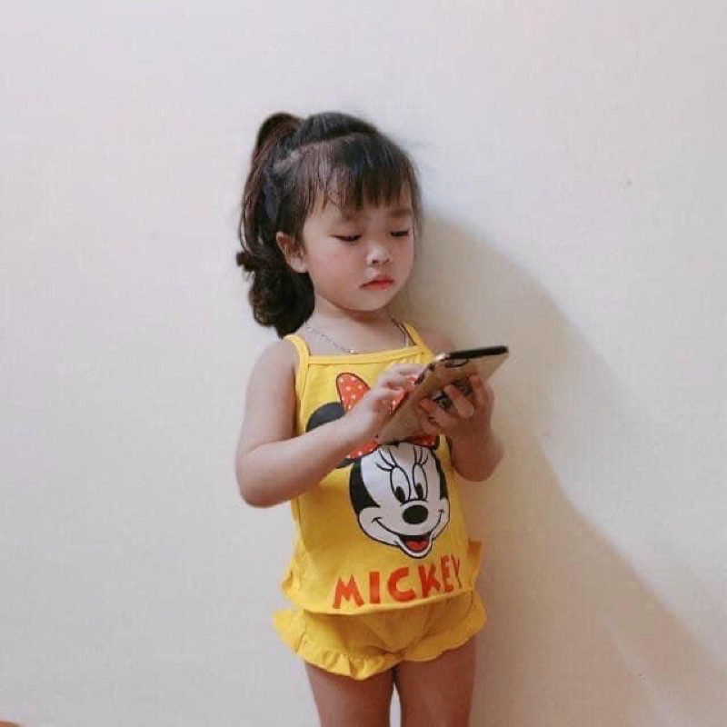 bộ Mickey cho bé gái,chất cotton,kiểu 2 dây điệu đà