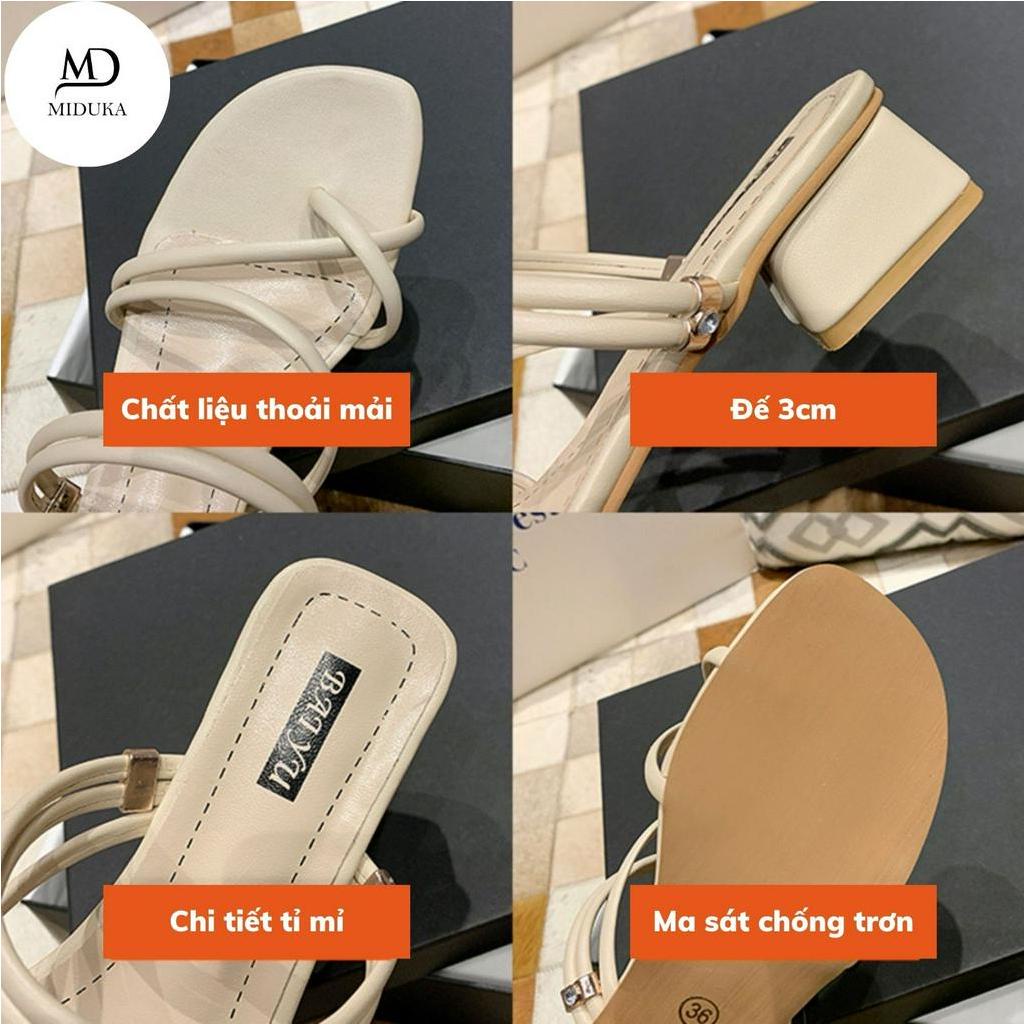 Sandal cao gót 3 phân Womenstyle dây xỏ ngón, guốc nữ giá rẻ phù hợp mùa hè 2023 chuẩn size 3 màu trắng,kem, đen mã TD53
