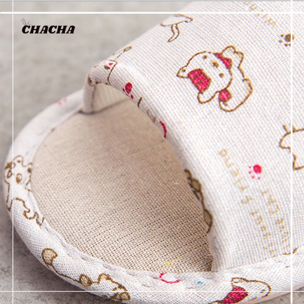 Dép bông đi trong nhà chất liệu Cotton Lanh Chacha Sweet dễ thương