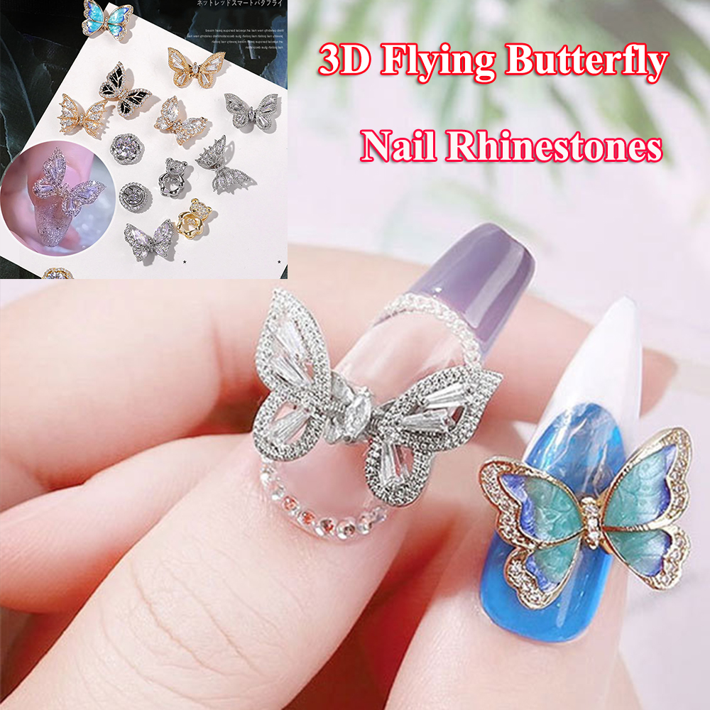 Phụ Kiện Trang Trí Móng Tay Hình Bướm Bay 3D DIY|Mới!|Trang Sức Móng Tay Bằng Hợp Kim Sang Trọng
