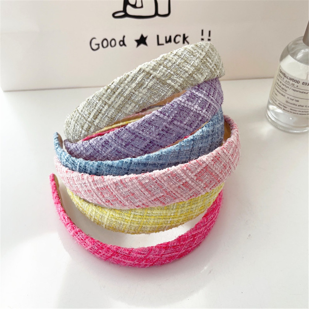 Băng đô cài tóc bản rộng họa tiết kẻ sọc phong cách cổ điển thời trang mùa thu xinh xắn dành cho nữ