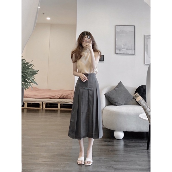 Chân váy công sở xếp ly 2 bên dáng dài