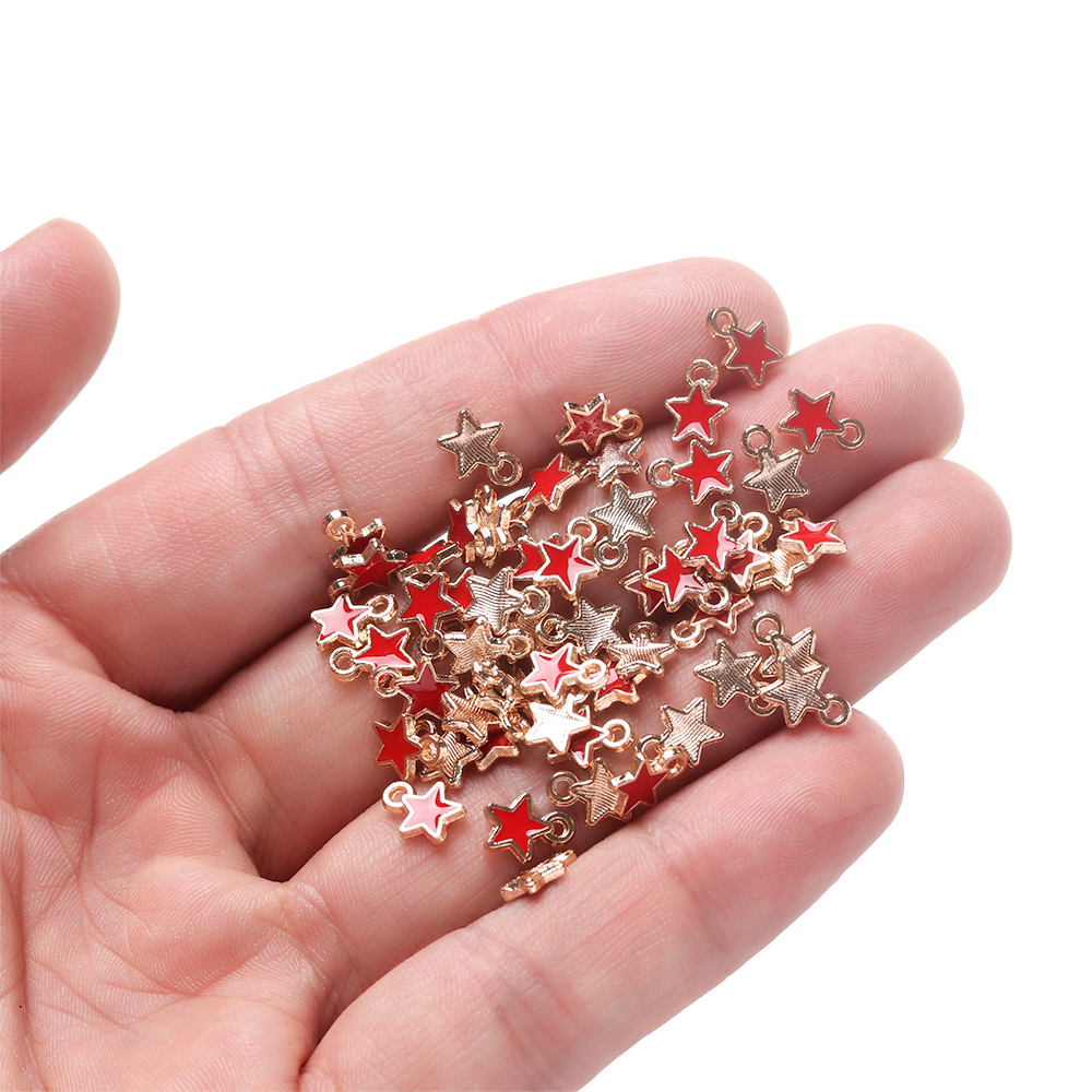 CHARMS HANDMADE 50 Mặt vòng cổ Hình Ngôi Sao Xinh Xắn 6mm