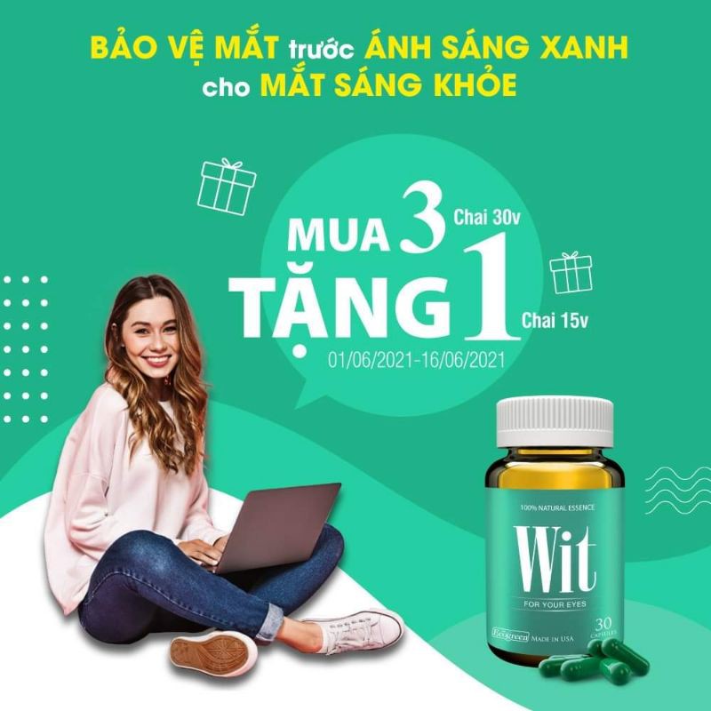 ✅[Chính Hãng] (TÍCH ĐIỂM 3 TẶNG 1 15v) WIT Viên Uống Hổ Trợ Bảo Vệ Mắt.