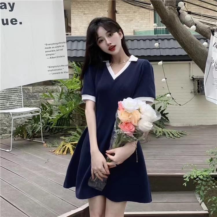 Đầm Perty dáng chữ A cổ V phong cách hè mới
