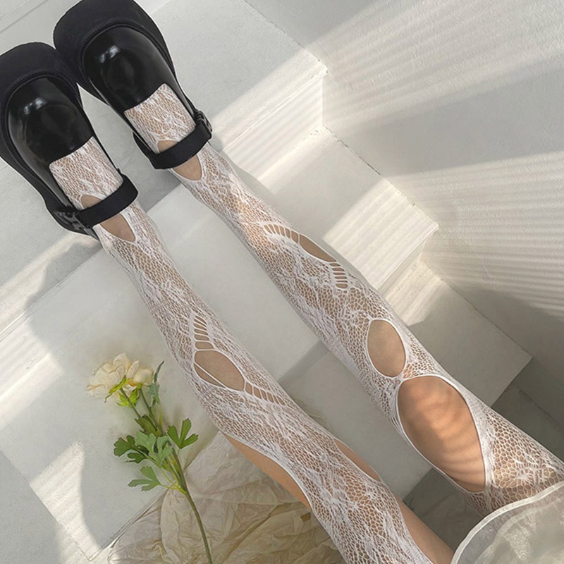 Xianbao Quần Tất Lưới Nhiều Màu Sắc Họa Tiết Hoa Hồng Phong Cách Harajuku Gothic Cổ Điển Quyến Rũ Dành Cho Nữ