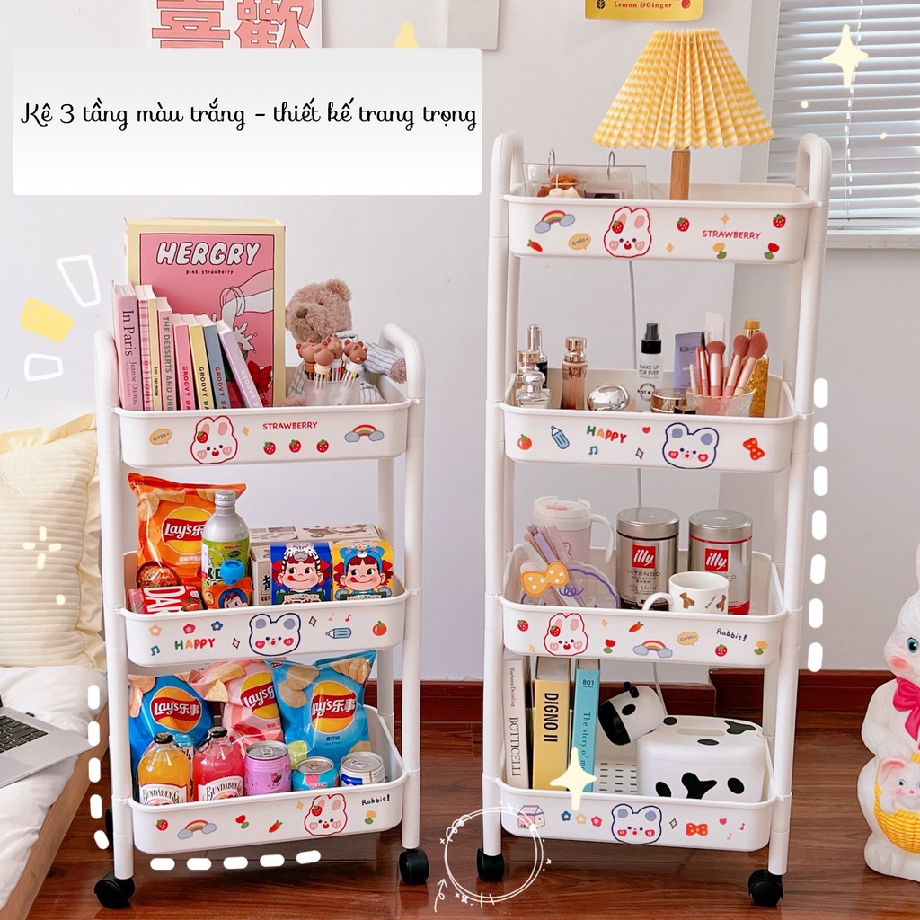 Xe Đẩy 3 Tầng Đa Năng - Kệ để đồ sách vở bánh đồ ăn vặt lô