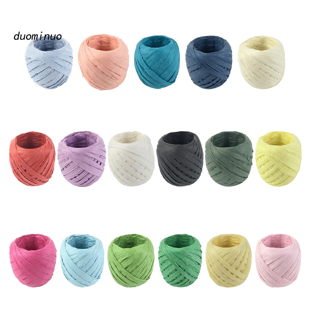 dii 1 Roll Paper Ribbon Wear-resistant Multi-Purpose 17 Colors Raffia Ribbon Paper Rope for Gift