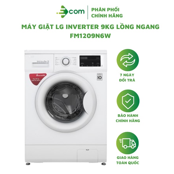 Máy giặt LG inverter 9KG FM1209N6W lồng ngang - Freeship