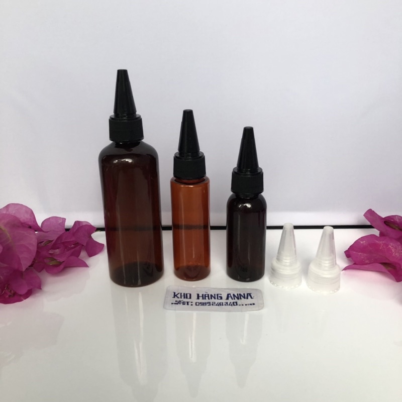CHAI NẮP NHỌN TRONG SUỐT/ ĐEN - Bình Chiết mỹ phẩm 100ml/ 70ml/ 50ml/ 30ml/ 20ml nắp nhọn nhỏ giọt/ nắp bật